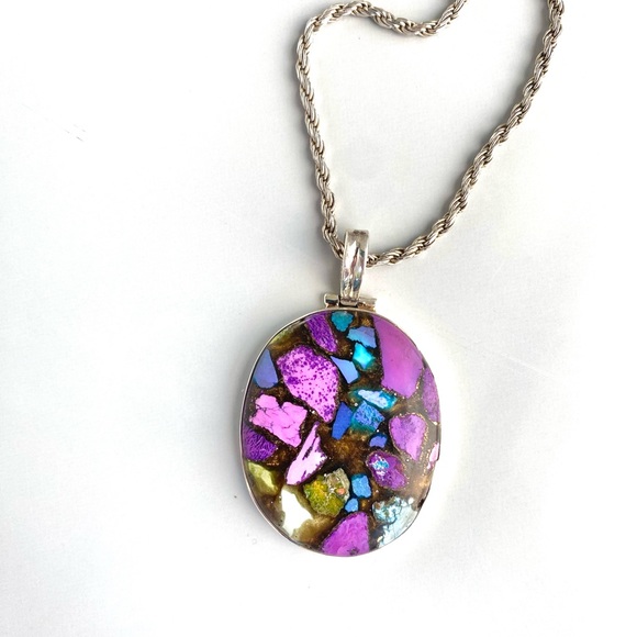 Jewelry - Sterling Silver Natural Copper Blended Turquoise Pendant